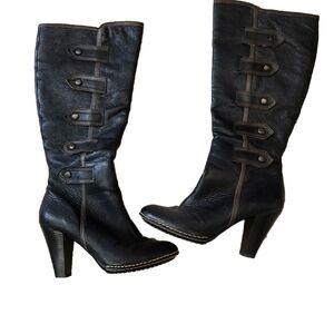 Sofft Black Heeled Boots with Strap Detail